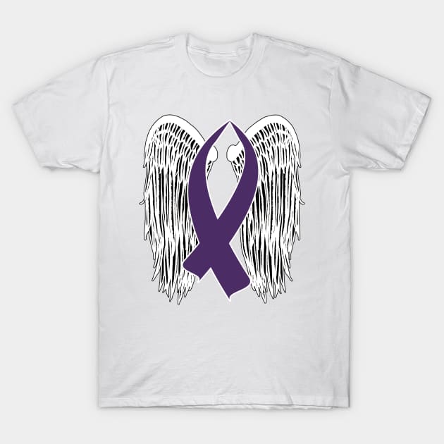 Winged Awareness Ribbon (Purple) T-Shirt by BlakCircleGirl